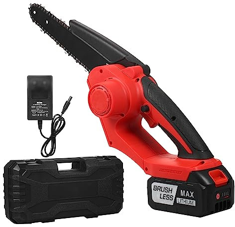 Mini motosierra inalámbrica sin escobillas de 8 pulgadas, súper fuerte con batería de 3,0 Ah, motosierra eléctrica con 1 hora de funcionamiento, pequeña motosierra manual para cortar madera, podar