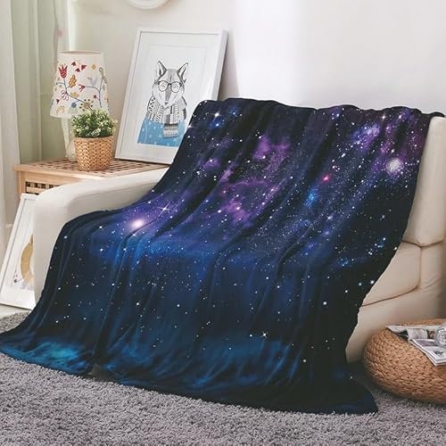 EHOMERY Kuscheldecke Lustig Dünne Weiche Decke Große Kuscheldecke XXL Therapie Decken Für Erwachsene Universum Sternenhimmel Landschaft Klimaanlagen-Decke Dunkellila 150x100cm