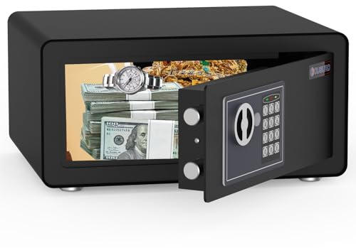OUSURO 0.8 Cub Safe - Hidden Home Security Safe for Money, Jewelry, Documents, Solid Steel Lock Box with Digital Electronic Security Keypad (Black)