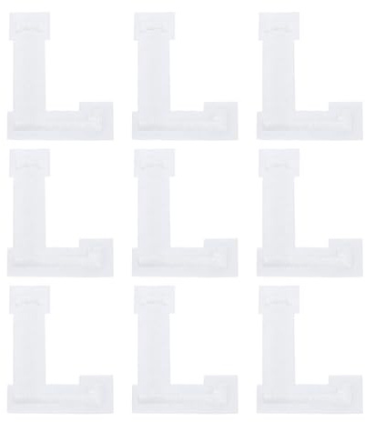QUARKZMAN 9 Stück Buchstaben zum Aufbügeln, 4.7 cm Selbstklebende Chenille Buchstaben L, Gestickter Patch zum Aufbügeln für Kleidung, Stoffe, Schuhe, Taschen (Weiß)