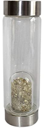 Bottiglia D'acqua Di Cristallo Naturale Bottiglia D'acqua Riutilizzabile In Vetro Gemma Punto Reiki Bacchetta Curativa Elisir Coppa Di Pietra Di Ghiaia Bottiglia D'acqua Infusa Con Gemme Di Quarzo ( C