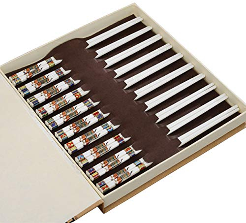 10 pares de palillos de porcelana de huesos con el juego de palillo de porchaine-porgelaine hecho de la mejor porcelana de huesos en la caja de regalo-palillos chino C