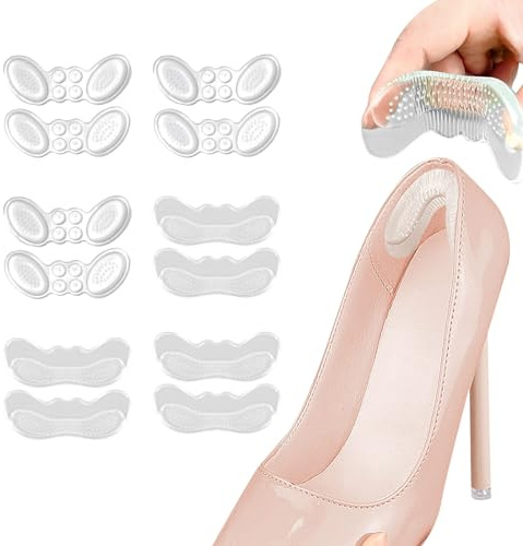 KASESSS 6 Paia Gel Cuscinetti per Scarpe, Solette Scarpe Ridurre Numero, Autoadesiva Proteggi Tallone per Scarpe, Salva Tallone per Scarpe, Trasparente Salva Tallone Impediscono ai Talloni di Sfregare