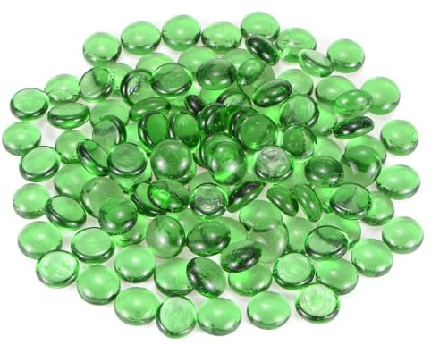 M METERXITY Perline Vetro Rotondo Alta Lucentezza, Gemme Vetro, Ciottoli Vetro, Biglie Vetro per Vasi/Fuochi/Crafts/Acquari/Decorazioni Giardino 18-22mm, 350g/0.77-Libbra [Verde]