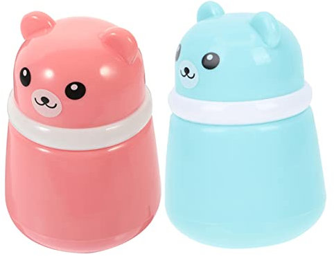 IWOWHERO Babypuderbehälter Mit Quaste Für Reisen Und Zuhause Kunststoff Puderquastenbox Hautfreundlich Tragbar 2 Stück (rosa Blau