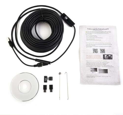 Oniissy 15m/50 Industrierohr Inspektionskamera, schwarz, wasserdicht, USB, IP66 bewertet, 300K Pixel, 6 LED-Leuchten, 7 mm Sonde, 54 ° Sichtfeld, 15000 mm Arbeitslänge