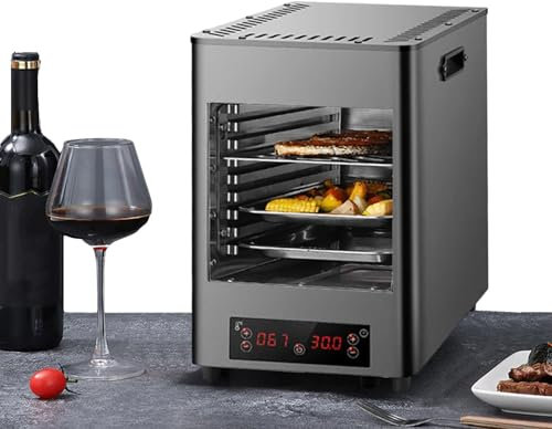 twostronking Asador Comercial para Carne De 8 Capas, Calentamiento por Ondas De Luz Infrarrojas, Precalentamiento Rápido De 5 Minutos, con Botón Táctil Y Temporizador De 30 Minutos, Máxima De 800 ℃