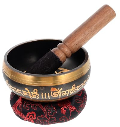 Kupfer Meditationsklangschale mit Holzstab und Kissen 1 Satz | Reisen und Urlaub, Schlichtes Design, Leicht Tragbar, mit Baumwolltuch, für Frauen und Männer Zufällige Farbe