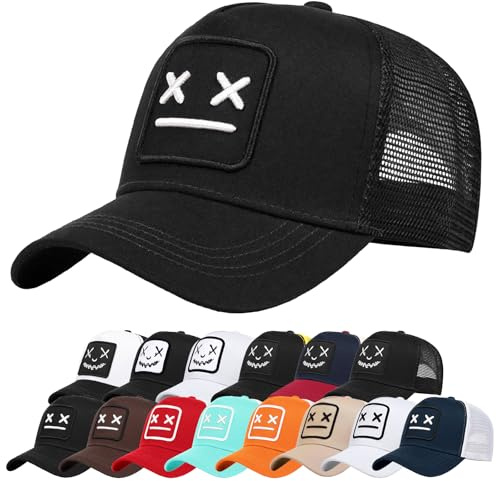 Enwokran Berretto da Baseball con Visiera Unisex Cotone Regolabile Anti-Sole Ricamo Cappello da Baseball Cappellini per Sport All'aperto Hip Hop papà Trucker Posteriore Maglia Cappello (Nero)