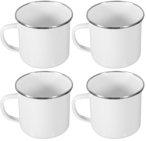 MAGICLULU Enamel Camping Mug Set 4 Pack Lightweight Portable Outdoor Cups with Handle for Hiking Picnic Travel 4.33In Water Drinkware