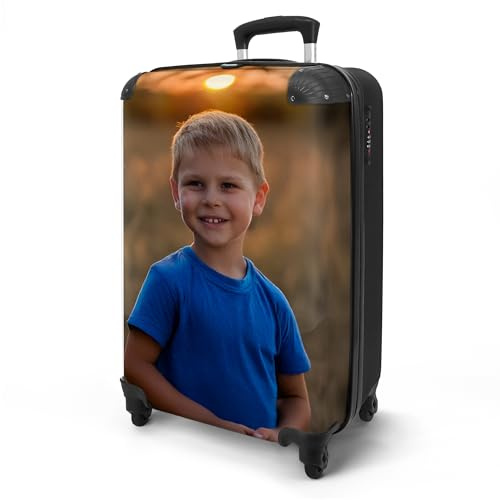 NoBoringSuitcases© Handgepäck Koffer Personalisiert | 55x40x20 cm - Reisekoffer mit Rollen, Leichtgewicht Hartschalenkoffer, Trolley Kabinengepäck mit Eigenem Design, Koffer für