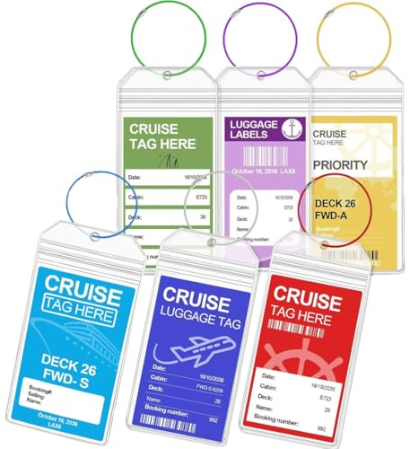 JEYORZY 6 Piezas Cruceros Etiqueta Maleta Viaje, Etiqueta de Equipaje de Crucero, 9,0 x 19 cm Etiquetas de Equipaje Impermable Porta Etiquetas Maleta Etiquetas para Maletas Viaje para Equipaje