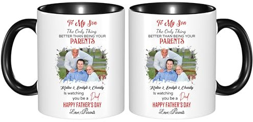 Tasse à café photo personnalisée personnalisée par les parents pour mon fils, tasse à café personnalisée pour mon fils - la seule meilleure chose que d'être parent est de vous regarder être papa
