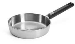 Woll – Logic Steel Flachpfanne Ø 20 cm Edelstahl, 4,5 cm hoch – Induktion – PFAS-freie Antihaft Bratpfanne mit abnehmbarem Stiel – für alle Herdarten – langlebig & backofenfest