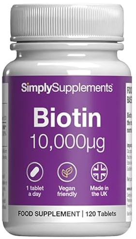 Biotin 10,000mcg Tablets | Vitamin B7 Supports Normal Hair, Skin & Energy-Yielding Metabolism | Suitable for Vegans & Vegetarians | 120 Tablets = 4-Month Supply | GMP-Certified & UK-Made