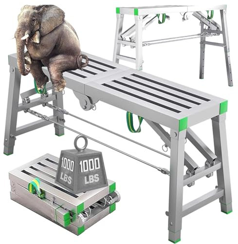 TYHAYJYK Ponteggio Pieghevole Portatile - Portata 500 kg, Piattaforma di Lavoro Regolabile in Altezza, Piattaforma di Lavoro per Saldatura Spessa in Acciaio zincato Multiuso, Piattaforma an