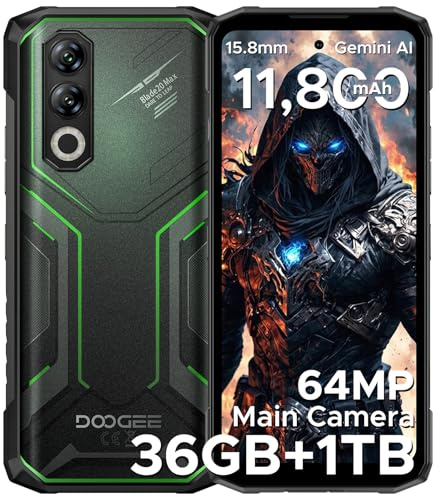 DOOGEE Blade 20 Max Android 15 Rugged Smartphone - 36GB+1TB, 11800mAh/33W & MTK Helio G100 6nm Octa Core Rugged Phone,120Hz 6.6 HD+,64MP+20MP+16MP,3 Card Slots Android Phone,Finger+Face ID/NFC/GPS