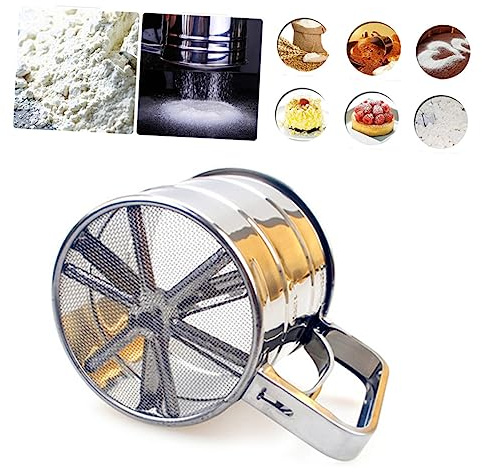 TIDTALEO Flour Sifter Cup Stainless Steel Mesh Flour Sieve Baking Sifting Strainer for Kitchen Use Powdered Sugar Filter