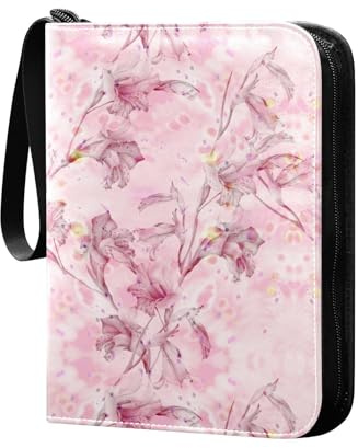 PaChyLuu Collectible Trading Card Albums, 4 Pocket Trading Card Binder, 400 Cards Holder Album Trading Card Binder with 50 Removable Sleeves, Zipper Card Book (Gladiolus Flowers)