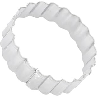 TOBBOMEY 5 piezas Molde para Hornear Galletas Redondo de Acero Inoxidable con Borde Dentado Cortador DIY para Repostería Casera y Formas Variadas