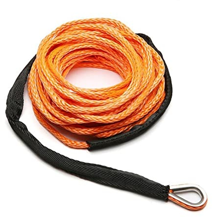 Cable de Cuerda de cabrestante con Funda, Cuerda de Remolque sintética Gris, Cuerda de Mantenimiento de Lavado de Coche de 15m 7700LBs for ATV UTV Todoterreno(Oranje)