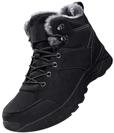 Winter Boots Men's Hiking Boots Fleece Lined Snow Boots Outdoor High-Top Winter Boots Non-Slip Mountain Boots Abrasion Resistant Boots Warm Winter Lace-Up Shoes Plus Size Boots Sizes 39-48, black, 8