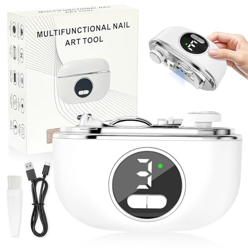 3-in-1 Electric Nail Clipper, 3-Speed Fingernail Trimmer for All Ages with 2 Clipper Ports for Thick Nails, Automatic Nail Clipper/Polisher/Grinder with Light Safe for Kids Adults Seniors & Weak Hands