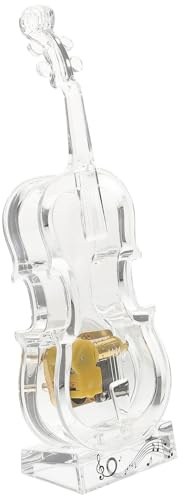 DECORNIJIA Carillon in Acrilico Trasparente a Forma di Violino, Scatola Musicale Decorativa Portatile, Centrotavola Creativo per la Casa, Regalo Originale per e Amici, Decorazione Soggiorno
