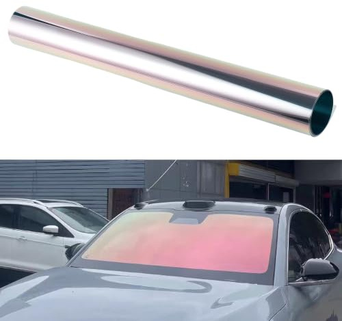 Alvorox 81% VLT Scheiben Tönung Folie Auto – 100 x 300 cm – Chamäleon-Sonnenschutzfolie für die Windschutzscheibe – Tönungsfolie Fenster – Farbwechsel zu Rot | Sonnenschutzfolie - Farbwechsel Rot - Tönungsfolien für Auto Windschutzscheibe