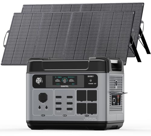 OUKITEL 3200W Centrale Elettrica Portatile con 2 Pannello Solare da 200W | 2048Wh Generatore Solare, Batteria LiFePO4, Controllo APP, Portable Power Station per Campeggio, Camper, Casa