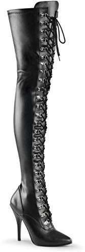 Pleaser Seduce-3024 ankelstövlar för kvinnor, Blk Str konstläder, 39 EU