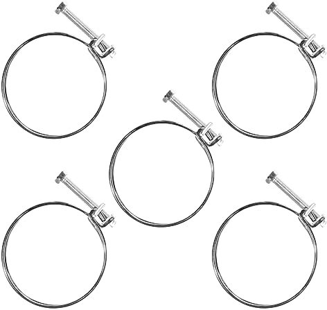 POWERTEC 70216 3 Inch Double Wire Hose Clamp with Bolt, Adjustable Hose Clamps for Dust Collector, Dust Collection Hose and Dryer Vent Hose, Pipe Clamp, Worm Gear Clamp, 5 Pack (Color May Vary)