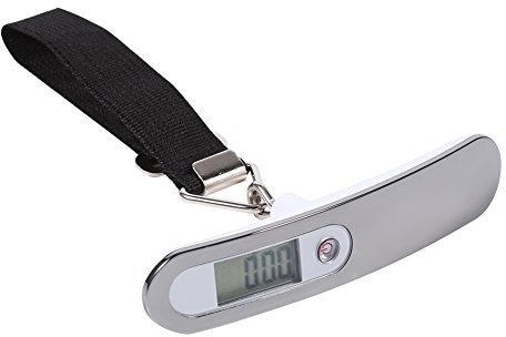 1 Stück Tragbare Reise Waagen Fischwaagen Hängen Gewicht Hohe Präzision Digitale Gepäck Koffer Tasche Skala LCD Display 50Kg / 10G(Silberne Farbe + Streifen)