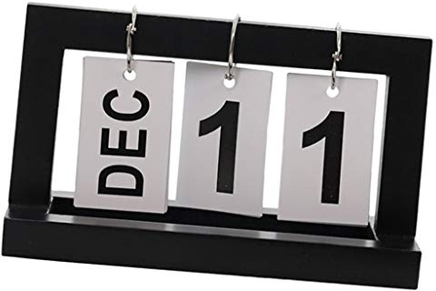 LOVIVER Holz Holz Perpetual Kalender Tisch Dekorative Accessoires, Schwarz