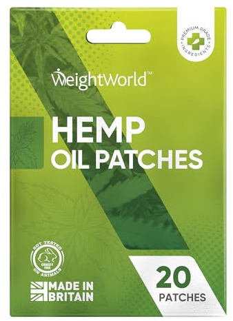 Olio di Canapa in 20 Cerotti Non Testati su Animali (1 ogni 24 ore), Sottili, Discreti, Cerotti all'Olio di Semi di Canapa Prodotti in UK, Pratico Utilizzo, Applicazione Esterna e Solo su Alcune Zone