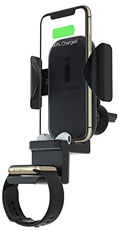 TerraTec ChargeAir All Car 10W Wireless Charger Auto–Kfz Handyhalterung mit QI Ladefunktion am Lüftungsgitter-Kompatibel mit 12/11/11 Pro/11 Pro Max/XS MAX/XR/XS/X/8/8+,Galaxy /S10e/S10/S9-black