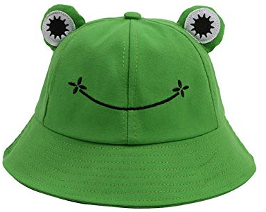 Fischerhut für Erwachsene, Frosch-Angler, Sonnenhut, Sommerhut aus- Baumwolle, niedlicher Frosch-Hut für Frauen Grün Erwachsene (56–58 cm)