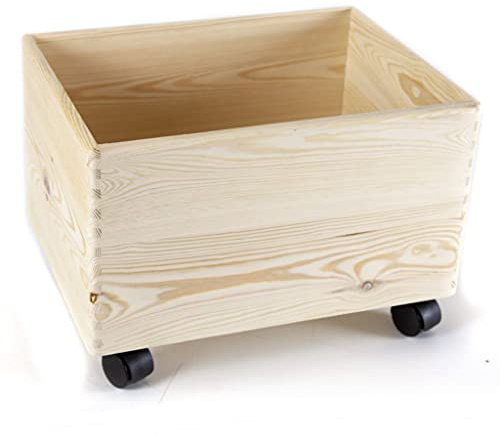 Holzfee Holzkiste 40 x 30 cm Allzweckkiste Holz Kiste Holzbox AUSWAHL-Angebot (ohne Griffe/mit Rollen)