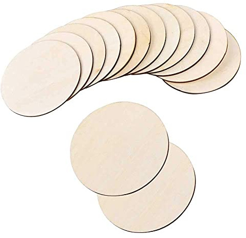 QincLing 18 Stück runde Holzteller 10 cm, natürliche Holzscheiben, runde Holzscheiben, 10 cm Durchmesser, dünne Holzscheiben mit 2 mm Stärke zum Bemalen, DIY-Dekoration, Brandmalerei, Holzuntersetzer