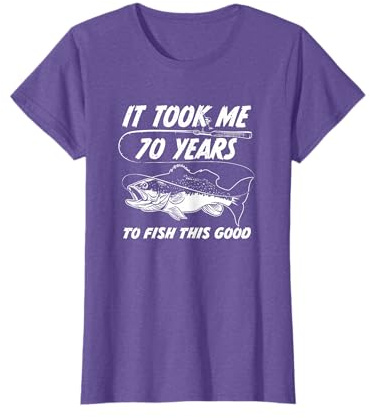 70 Year Old Birthday Fisherman Gifts 70th Bday Fishing Men T-Shirt