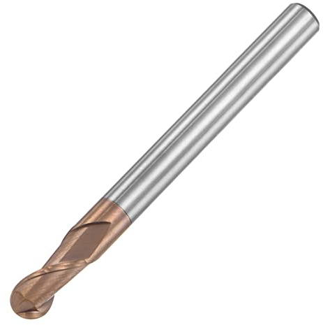 sourcing map Fresa a testa sferica con punta da 3 mm, in carburo solido, con rivestimento in AlTiSin, fresa a spirale a 2 scanalature, HRC55, con gambo da 6 mm, lunghezza 100 mm