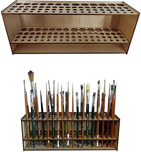 Hikaka Pinselhalter aus Holz für 67 Pinsel, Schreibtischständer, Organizer, Haltegestell für Stifte, Pinsel, Buntstifte, Marker