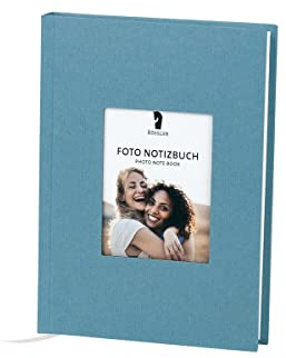 Rössler Foto Notizbuch A5 punktkariert| Notebook A5 | Bullet Journal A5 | A5 Notizbuch gebunden | Notizbuch dotted | Kladde in DIN A5 | 1 Stück | Farbe: Blau | Denim