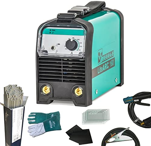 MERKLE Elektroden Schweißgerät LiteARC 160 | Inverter-Technologie | Zubehör-Set | inkl. 40x Stabelektrode | Arc-Force-, Hotstart- und Antistick-Funktion | Stufenlos