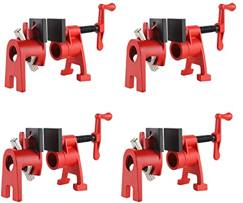 AMIGOB 4 Pcs Rohr-Schraubzwinge, 3/4 Zoll Rohrklemmen mit Schutzfunktion, Schnellspanner Clamp, Schlauchschellen, Korpuszwinge＆Holzklemmensatz für Holzbearbeitung, Schlauch, Rohr, Kabel (Matt)