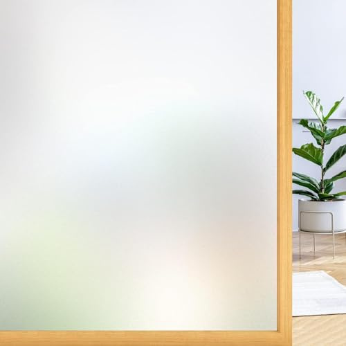 rabbitgoo Fensterfolie Blickdicht Milchglasfolie Klebefolie Matt 44,5x300cm | Sichtschutz & Blickschutz von Außen, Selbsthaftend ohne Kleber, Milch- & Scheibenfolie für Badezimmer Bad Duschkabine Glastür