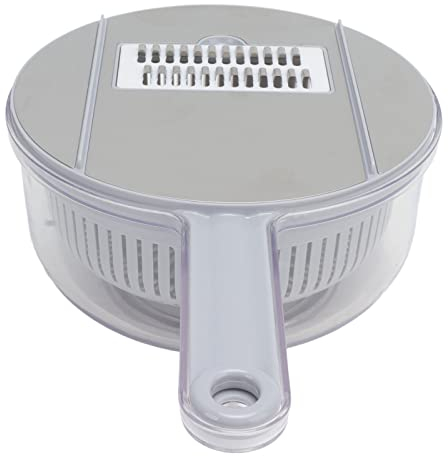 Versatile Vegetable Cutter, Stianless Steel Food Chopper, Manual Fruits and Vegetables Grater, Potato Slicing Machine with Container for Onion, Carrot, Cucumber, Kitchen Shredders for Fast Meal(Grey)
