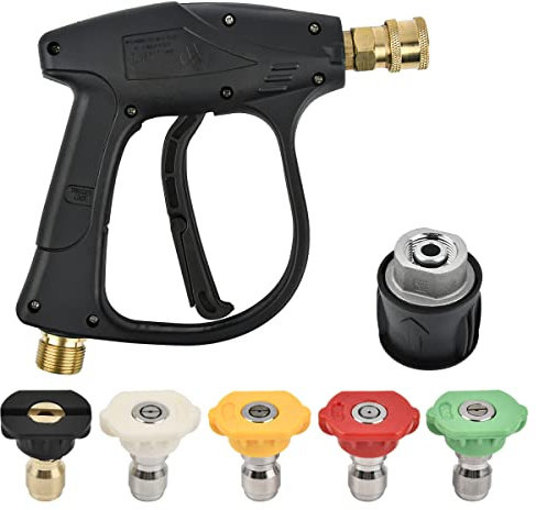TMBMLPP High Pressure Washer Gun, Car Washer Guns with 5 Water Nozzle Tip, 1/4 Quick Connector and Adapter, Jet Wash Gun, Washer Guns, Pressure Washer Gun, for Car Cleaning