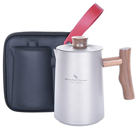 Boundless Voyage Camping Kaffeekocher Teekessel Titan Topf Backpacking Becher Portable Titan Becher Outdoor Wasserkocher Camping Kochgeschirr, Leicht und Tragbar (Ti3116D-Teekanne)