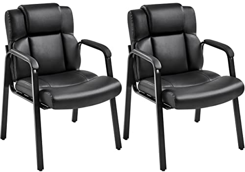 Yaheetech Besucherstühle Konferenzstühle mit Armlehnen 2 Stück Bürostuhl Schreibtischstuhl ohne Rollen Wartezimmerstühle Gästestühle Arbeitsstühle Polsterstuhl für Büro Konferenz Schwarz